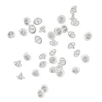  Johnson Tools 200 Pieces of Clear Small Silicone Bullet Back Stoppers/Push Buttons/Findings Stud Earring Plugs for Gold, Silver and Artificial Earrings