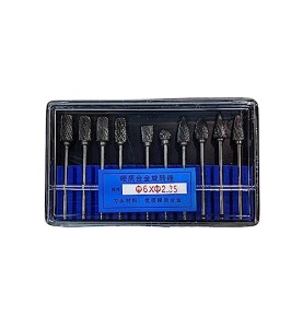 Johnson Tools Carbide Drill Bits/Burs 6X2.35mm for Jewellery Making, Dental Grinding, Carving or Other Multi purpose Works (Set of 10 Bits)