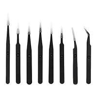 Johnson Tools ESD Multifunction Upgraded Anti-Static Professional Tweezers for Eyebrows, Women, Splinter, Ingrown Hair Removal, Electronic Repairing, Soldering, Crafting Tool Kit (Pack of 8 Pieces)