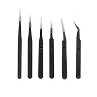 Johnson Tools ESD Multifunction Upgraded Anti-Static Professional Tweezers for Eyebrows, Women, Splinter, Ingrown Hair Removal, Electronic Repairing, Crafting Tool Kit (Pack of 6 Pieces)