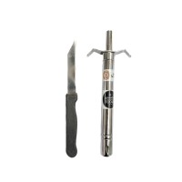 Johnson Tools Stainless Steel Gas Lighter Silver Colour With Free Knife