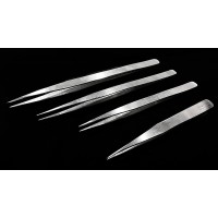 Johnson Tools Set of Straight Tip Stainless Steel Tweezers for Mobile/Gadget/Laptop and Jewelry Repair (Color - Chrome, Set of 4 Pieces)