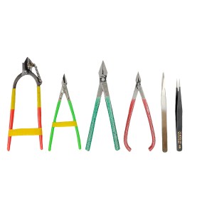 Johnson Tools Set of Cutter, Plier and Tweezers for Goldsmith Works and Other Dynamic Uses (Color-Multi, Pcs-6)