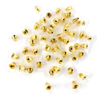 Johnson Tools Golden Bullet Clutch Earring Backs With Silicone Pad Earring Backings Studs/Push Button For Womens (100 Pcs)